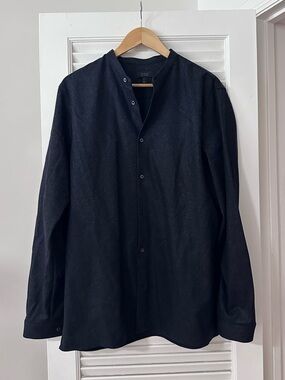 COS Wool-Blend Mandarin Band Collar Shirt — Size 16 (L)